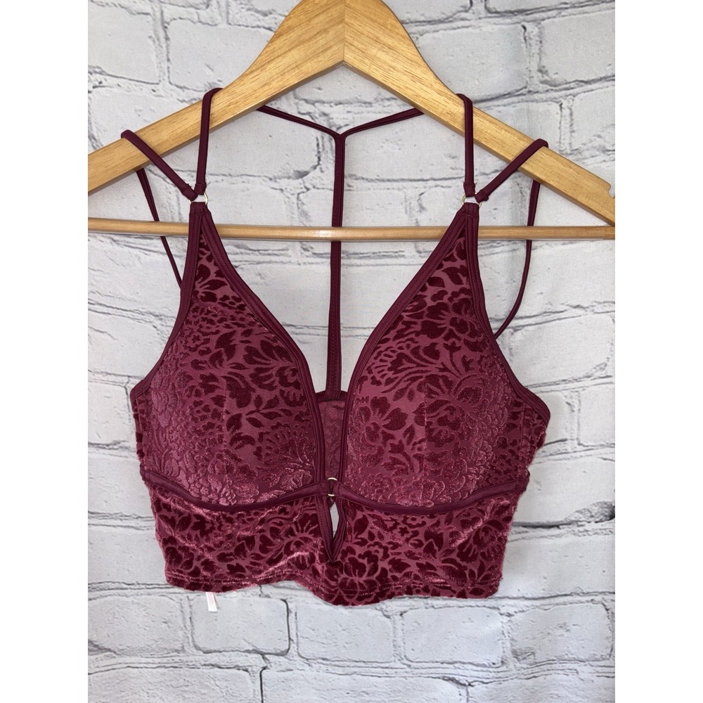 Victoria's Secret PINK Floral Velvet Lightly Lined Bralette Size Small Women's